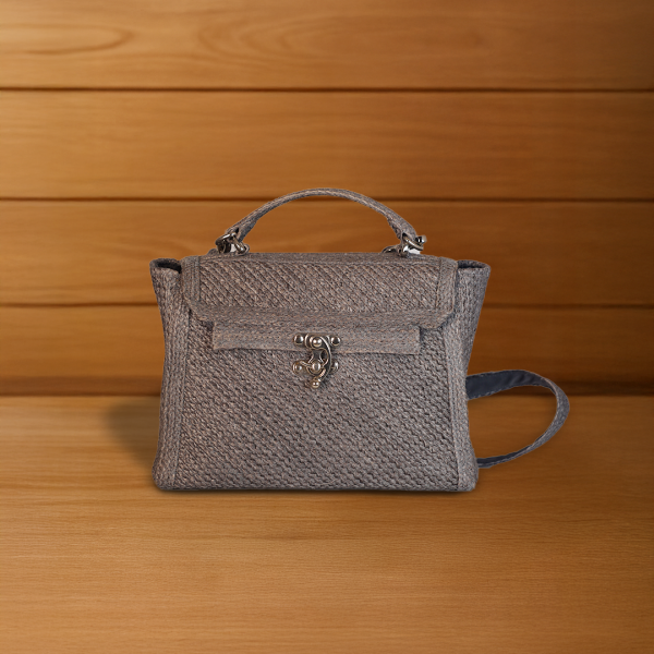  กระเป๋าถือเส้นใยป่านทรงสี่เหลี่ยมแบบวินเทจ 