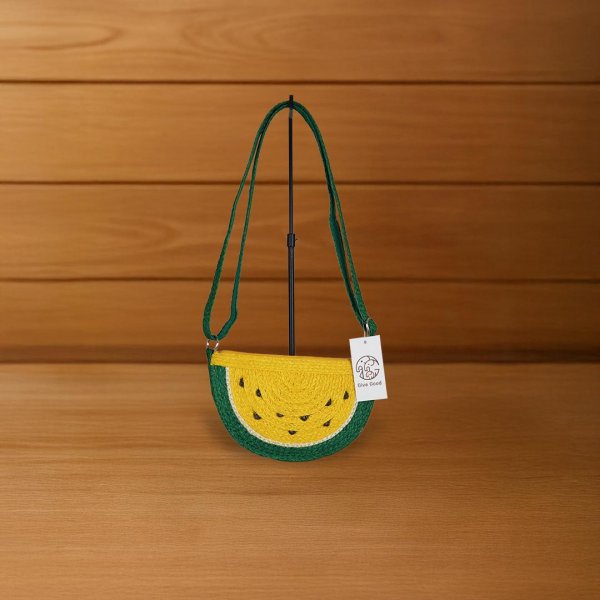  กระเป๋าสะพายข้างทรงแตงโม เส้นใยป่าน 